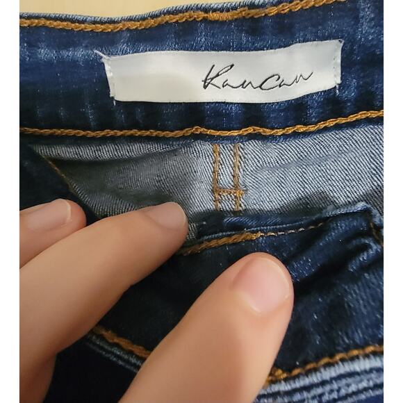 Kancan Sz L Jess Ultra High Rise Exposed Button Fly Dark Wash Shorts - Picture 5 of 5